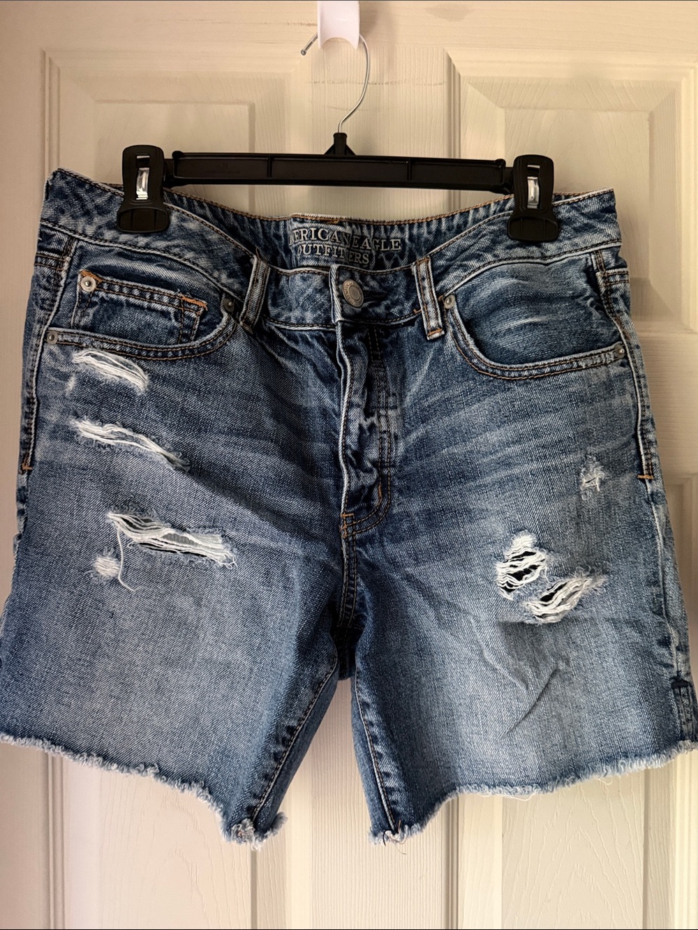 American Eagle Outfitters Women’s Ripped Blue Denim Cutoff Shorts